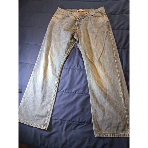Wrangler‎ Jeans Mens 38x32 Blue Relaxed Boot Flex Western Cowboy Rodeo Faded Zip - Picture 1 of 6
